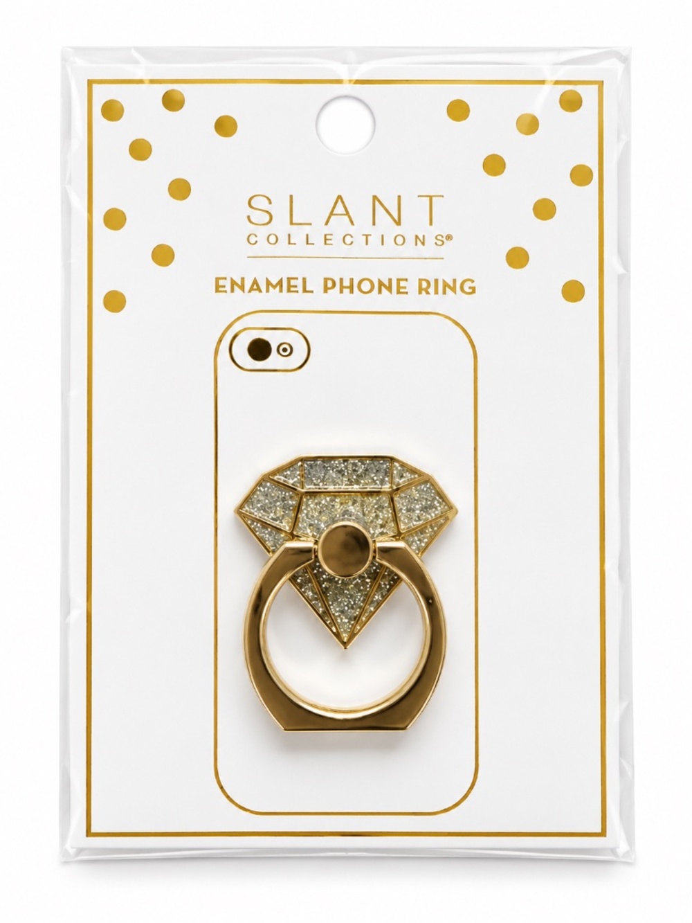 Slant Collections Gold Glitter Diamond Phone Ring Holder NWT